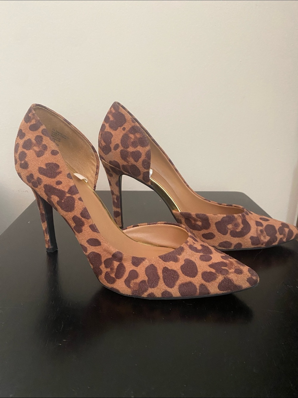 Leopard Print Pointed-Toe Stiletto Heels in Brown